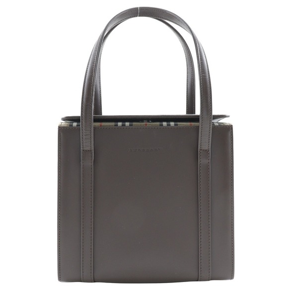 BURBERRY Handbag Nova Check Calf Brown - Picture 1 of 9